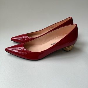 Stuart Weitzman Pump Pocochain Flame Red Patent Size 7.5